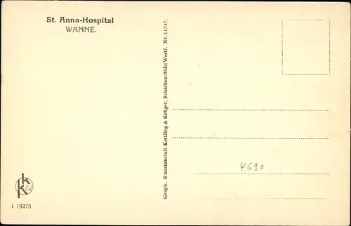 Ak Wanne Herne im Ruhrgebiet, Portal des St. Anna Hospitals