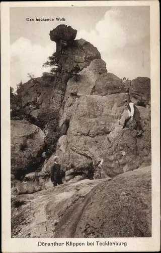 Ak Tecklenburg in Westfalen, Dörenther Klippen, Das hockende Weib