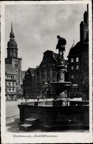 Ak Dortmund im Ruhrgebiet, Marktbrunnen