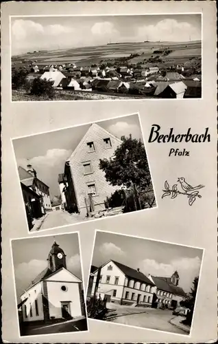 Ak Becherbach in der Pfalz, Teilansicht, Straßenpartie, Kirche