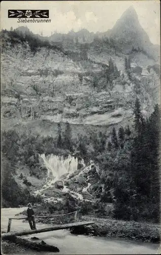 Ak Witten an der Ruhr, Siebenbrunnen, Wasserfall, Berg