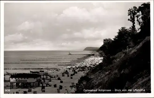 Foto Ak Ostseebad Kölpinsee auf Usedom, Blick vom Hochufer zum Strand