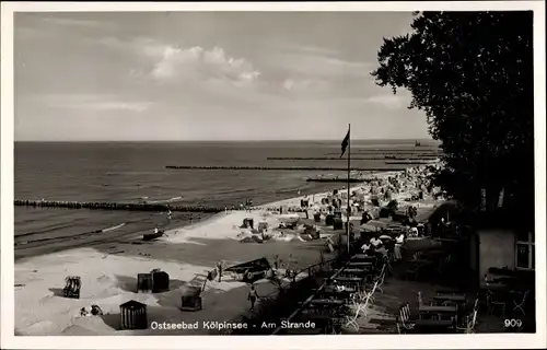 Foto Ak Kölpinsee Ostseebad Loddin auf Usedom, Strandkörbe am Meer