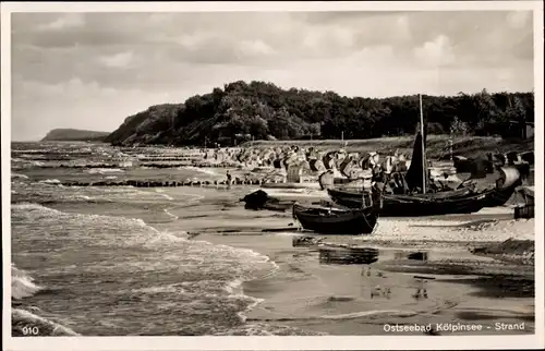 Ak Kölpinsee Ostseebad Loddin auf Usedom, Strandpartie, Boote
