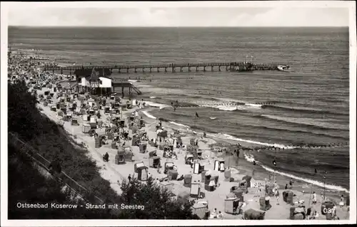 Ak Ostseebad Koserow auf Usedom, Seebrücke, Strand