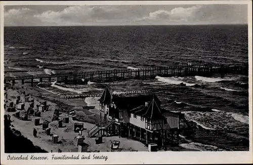 Ak Ostseebad Koserow auf Usedom, Familienbad und Seesteg