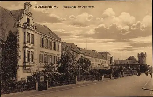 Ak Rüdesheim am Rhein, Rheinstraße, Alderturm