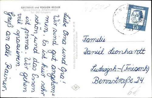 Ak Speyerbrunn Elmstein Pfalz, Gasthaus und Pension Kegler