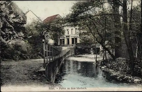 Ak Idar Oberstein an der Nahe, Idarbach, Brücke