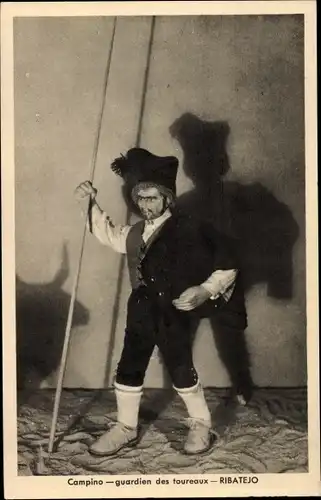 Ak Campino, guardian des toureaux, Porzellanpuppe, Ribatejo