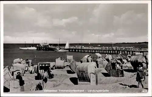 Ak Ostseebad Timmendorfer Strand, Landungsbrücke, Strand