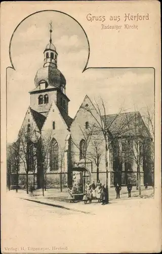 Ak Herford in Westfalen, Radewiger Kirche, Litfaßsäule