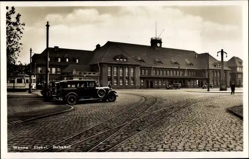 Ak Wanne Eickel Herne im Ruhrgebiet, Bahnhof, Autos