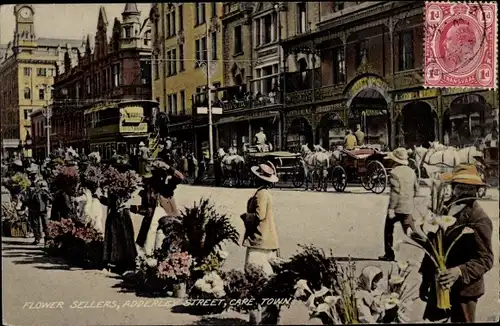 Ak Cape Town Kapstadt Südafrika, Flower Sellers, Adderley Street