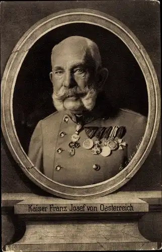 Passepartout Ak Kaiser Franz Joseph I., Portrait in Uniform, Wohlfahrtskarte