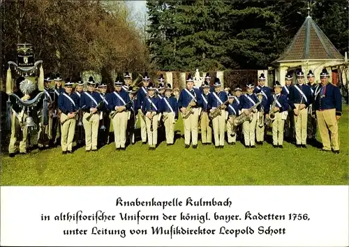 Ak Kulmbach in Oberfranken, Knabenkapelle in althistorische Uniform d. königblauen Kadetten 1756