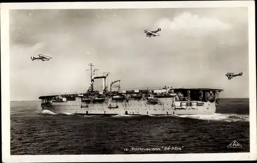 Ak Französisches Kriegsschiff, Porte avions Bearn, Flugzeugträger