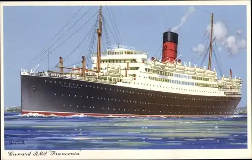 Künstler Ak Cunard Line, RMS Franconia, Dampfer