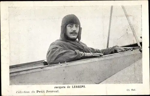 Ak Jacques de Lesseps, Pilot im Flugzeug
