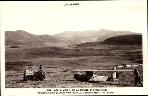 Ak Auvergne, Vol a voile de la Banne d'Ordanche, Massif du Sancy, Avia 32 E, Segelflugzeug