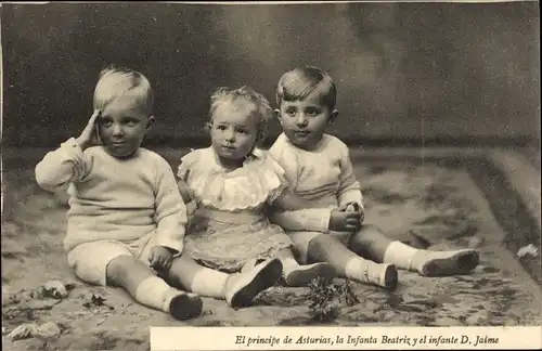 Ak El principe de Asturias, la Infanta Beatriz y el infante D. Jaime, Adel Spanien