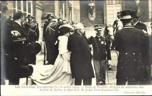 Ak Versailles Yvelines, Viktor Emanuel III zu Besuch im Palast 1903