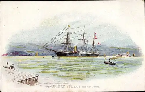 Litho Peruanisches Kriegsschiff, Apurimac, Schulschiff, Fregatte