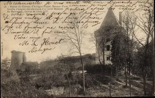 Ak Aubigné Briand Maine et Loire, Ruines du Château