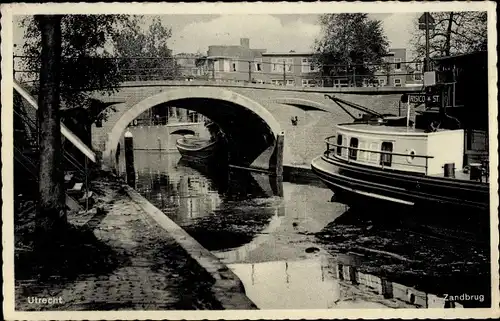 Ak Utrecht Niederlande, Zandbrug, Frachtschiff