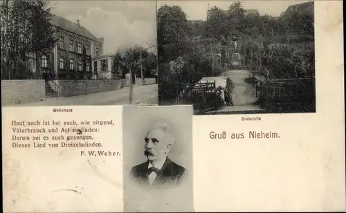 Ak Nieheim in Westfalen, F. W. Weber, B. Werder, Wohnhaus, Grabstätte, Portraitfoto