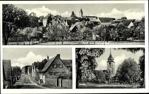 Ak Herrnsheim Worms in Rheinland Pfalz, Ortsansciht, Straßenpartie, Kirche