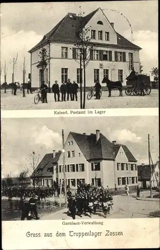 Ak Zossen in Brandenburg, Truppenlager, Garnison Verwaltung, Kaiserliches Postamt im Lager