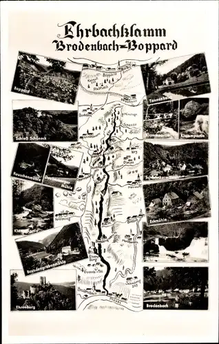 Landkarten Ak Brodenbach an der Mosel, Ehrenburg, Schloss, Eckmühle