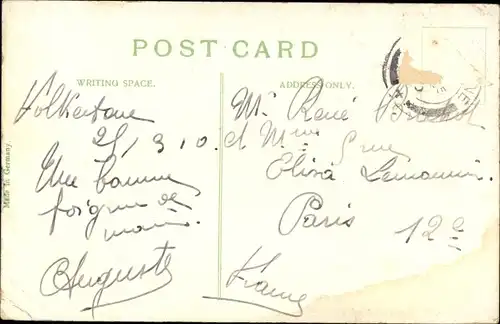 Ak Folkestone Kent England, Boulogne Boat leaving Harbour, Dampfschiff