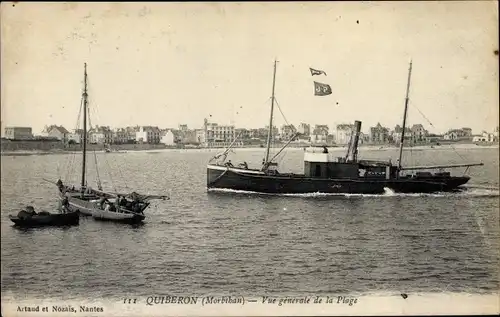 Ak Quiberon Morbihan, Vue generale de la Plage