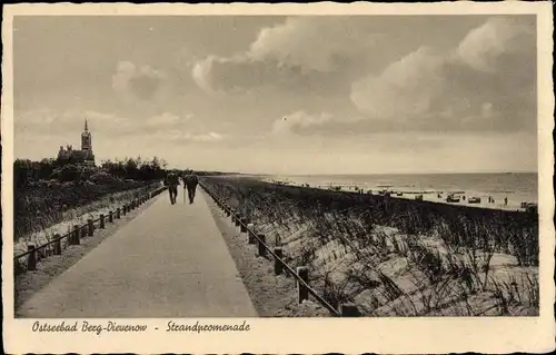 Ak Dziwnów Berg Dievenow in Pommern, Strandpromenade