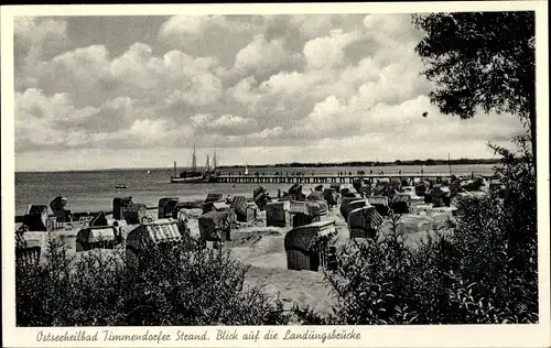 Ak Ostseebad Timmendorfer Strand, Landungsbrücke, Strand