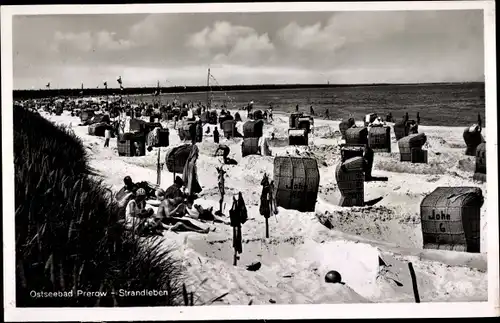 Ak Ostseebad Prerow auf dem Darß, Strandleben, Strandkörbe