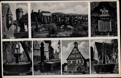Ak Külsheim in Baden, Ort, Schloss, Kriegerdenkmal, Brunnen, Rathaus