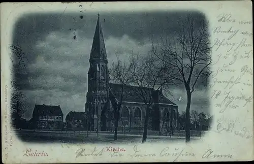 Mondschein Ak Lehrte in Niedersachsen, Kirche