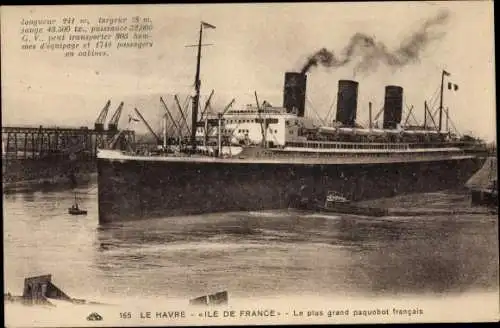 Ak Le Havre Seine Maritime, Ile de France, Dampfschiff, CGT French Line
