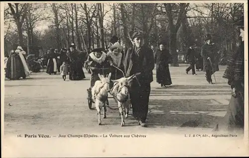 Ak Paris I, Paris vécu, aux Champs Elysées, la voiture aux chèvres
