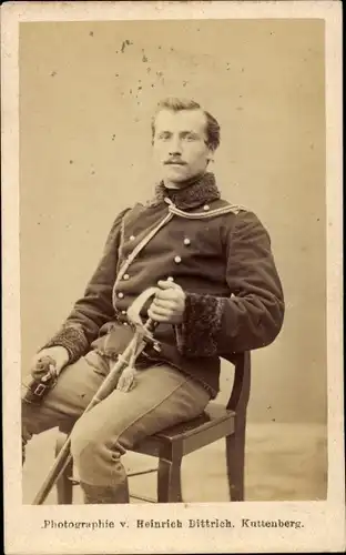 CdV Böhmischer K.u.K. Soldat, Ulanenuniform, Ulanka, Säbel, Portrait