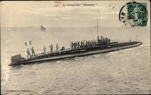 Ak Französisches Kriegsschiff, Le Submersible Brumaire, U-Boot