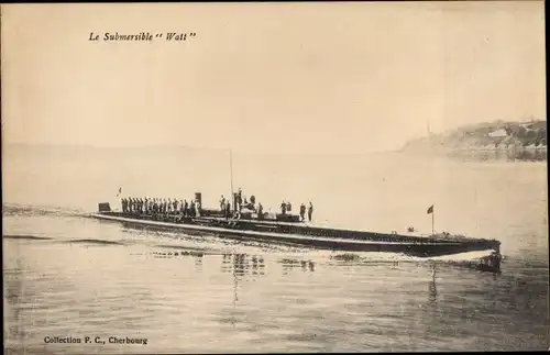 Ak Französisches Kriegsschiff, Le Submersible Watt, U-Boot