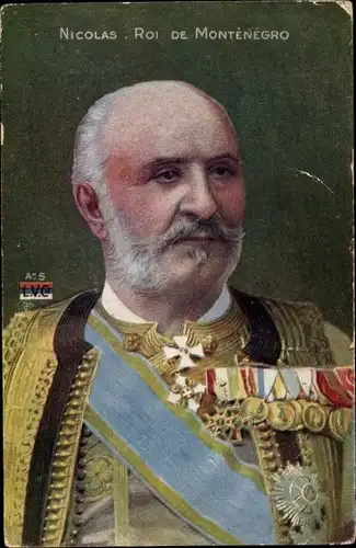 Künstler Ak Nicolas, Nikola, König von Montenegro, Portrait, Uniform, Orden