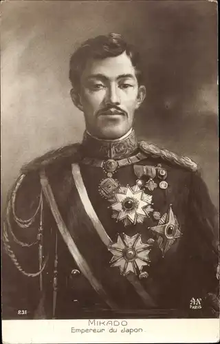 Ak Mikado, Empereur du Japon, Kaiser von Japan, Portrait, Uniform, Orden