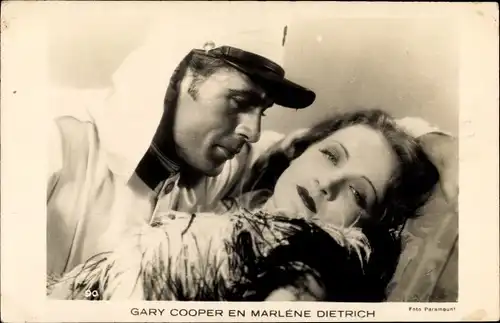 Ak Schauspielerin Marlene Dietrich, Gary Cooper, Legionär, Paramount