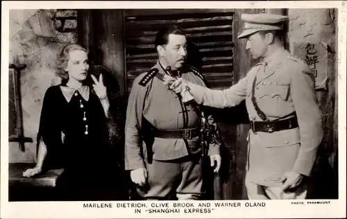 Ak Schauspielerin Marlene Dietrich, Shanghai Express, Clive Brook, Warner Oland