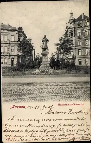 Ak Aachen in Nordrhein Westfalen, Hansemanndenkmal